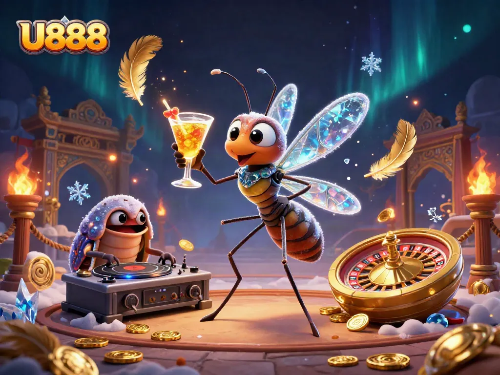 U888 offers exciting games with a unique frozen-in-amber mascot cocktail experience.
