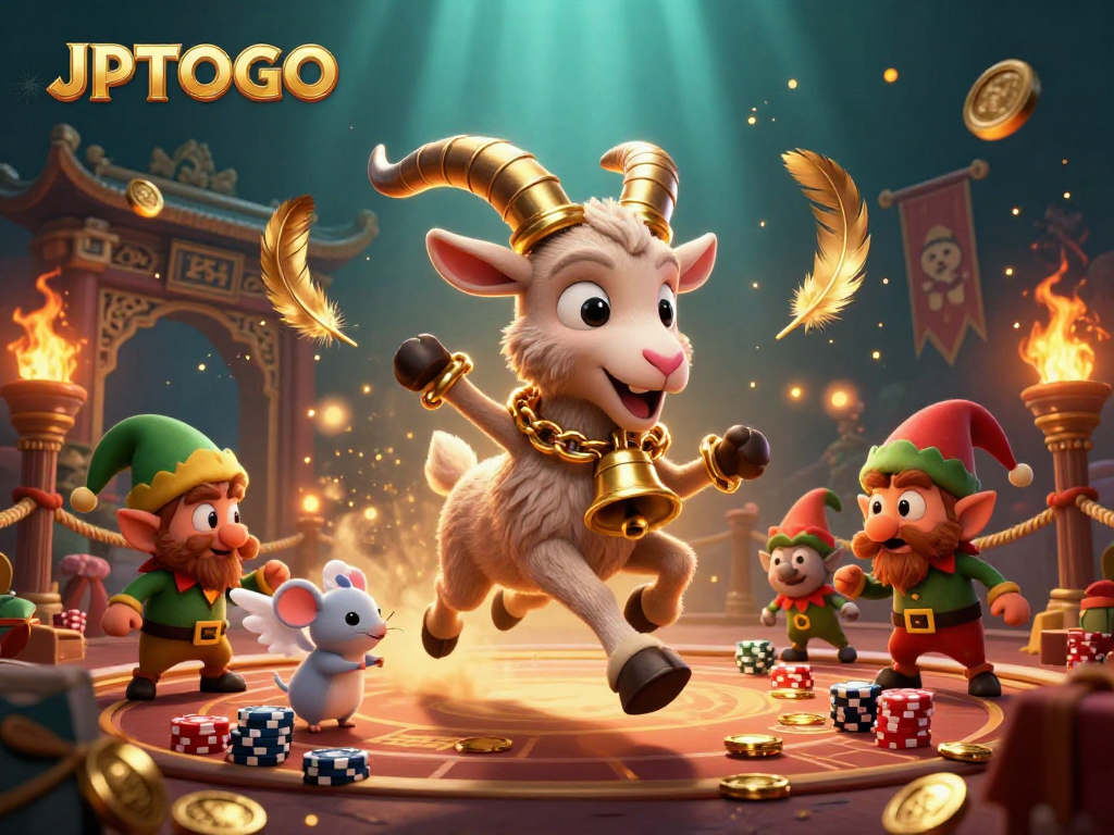 Experience JPTOTO's thrilling casino ambiance where Krampus and playful characters engage in a high-stakes game.