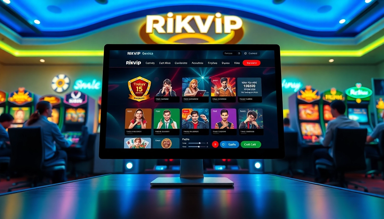 Rikvip online gaming platform interface showcasing vibrant casino and card games.