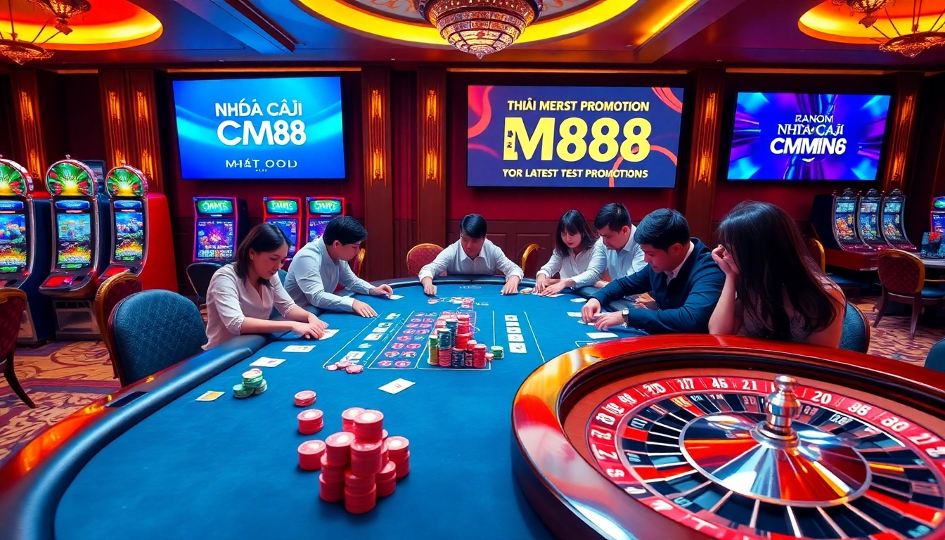 Engage in thrilling poker action at Nhà Cái CM88 with vibrant chips and an elegant casino atmosphere.