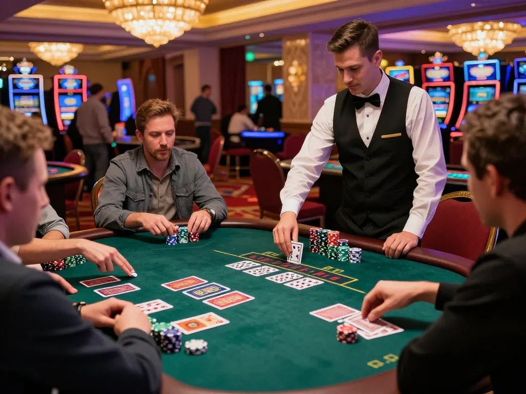 Players experiencing thrilling blackjack action at 11-hd casino with vibrant lighting and poker chips