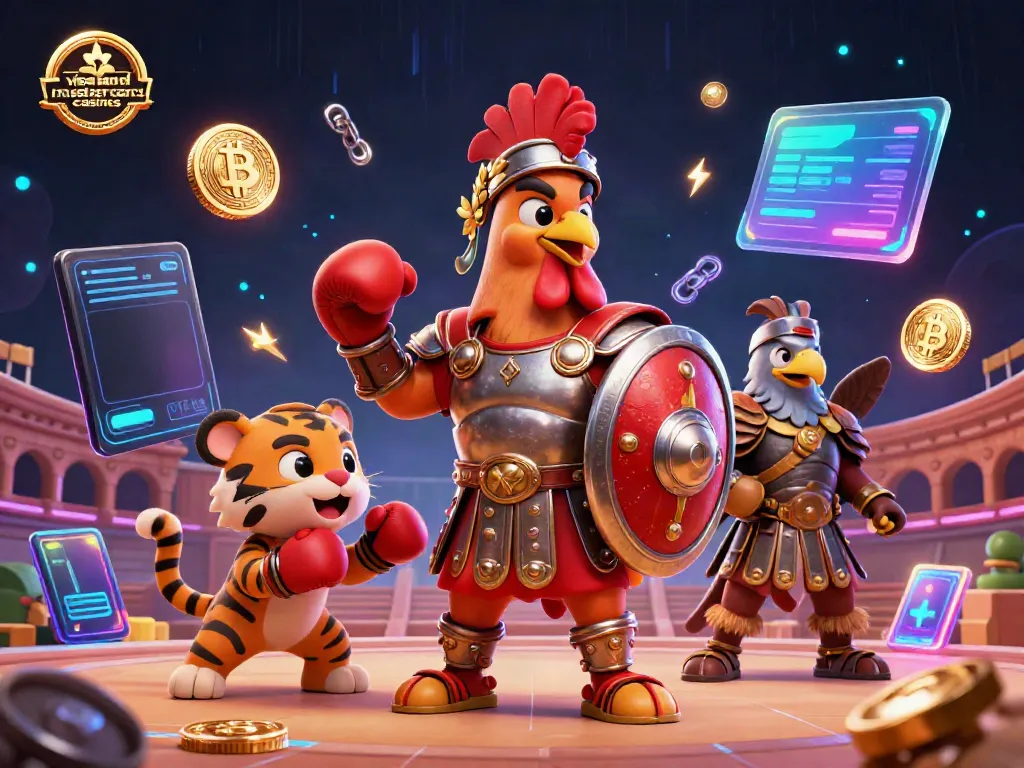 Experience the thrill of visa and mastercard casinos with a vibrant 3D illustration featuring engaging characters and crypto elements.