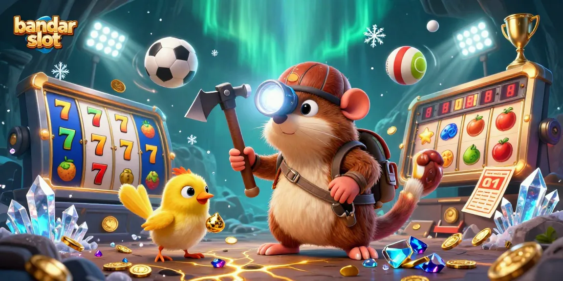 Engage with bandar slot adventures featuring a treasure hunter mole and casino elements.