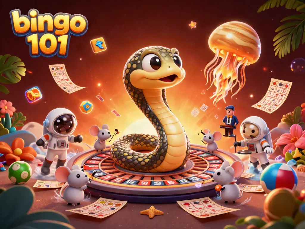 Experience vibrant gameplay with bingo 101, featuring creative cosmic characters and playful elements.