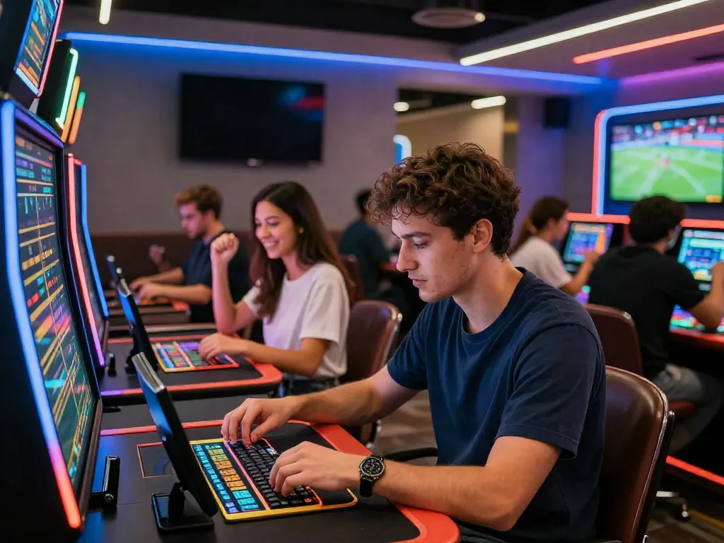 Engaging online gambling experience at XX88 with players immersed in betting activities.
