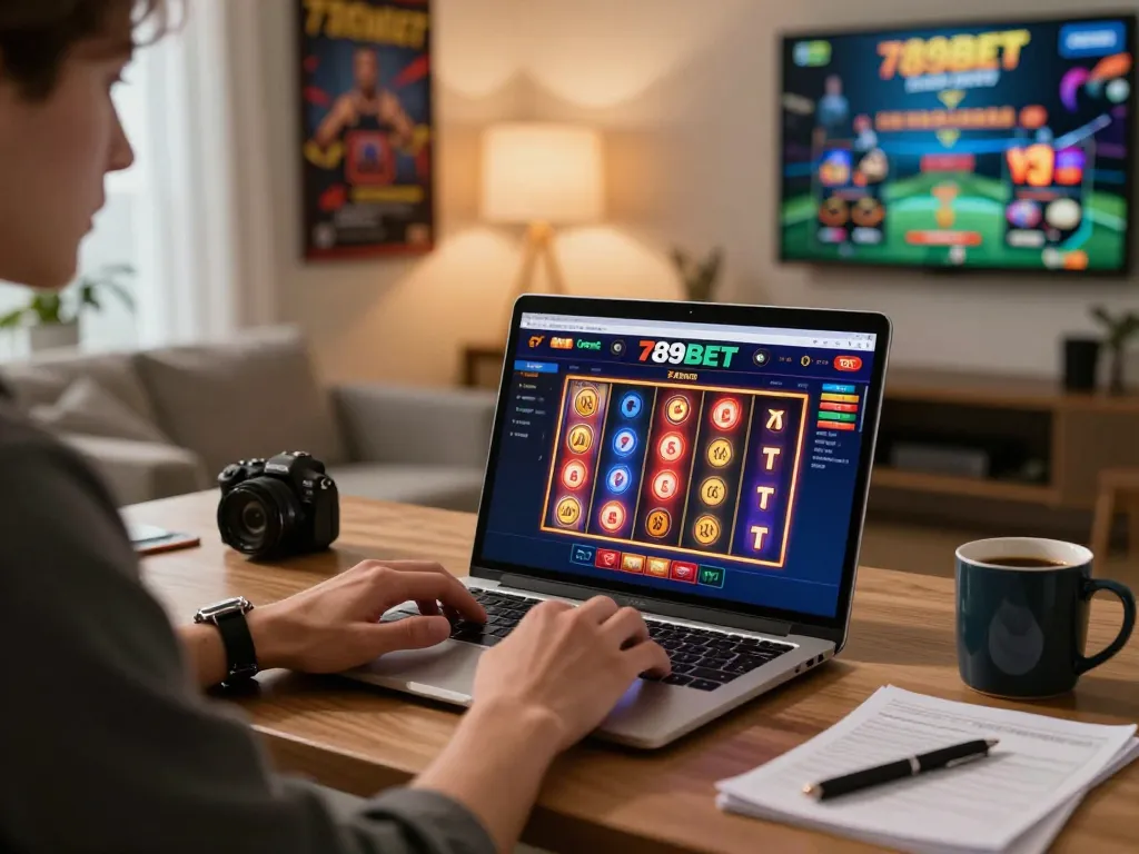 Engaging with 789BET online casino interface showcasing vibrant slot games and winning lines.