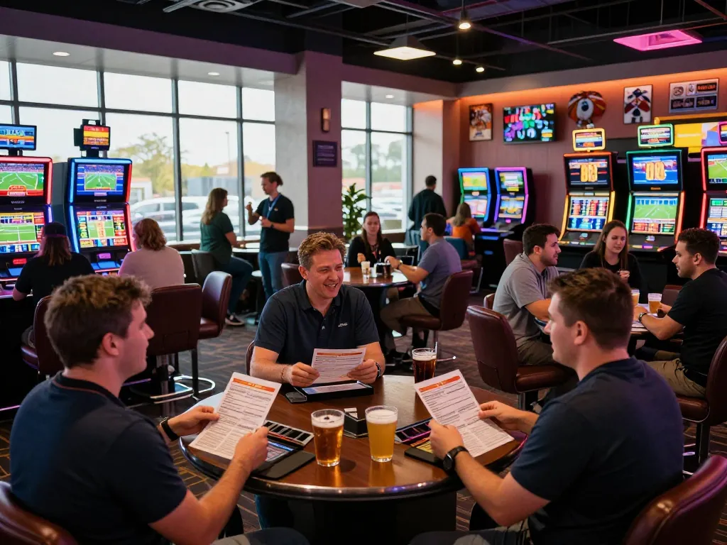 Bettors engaging actively at the 88aa sports betting lounge with multiple screens displaying odds.