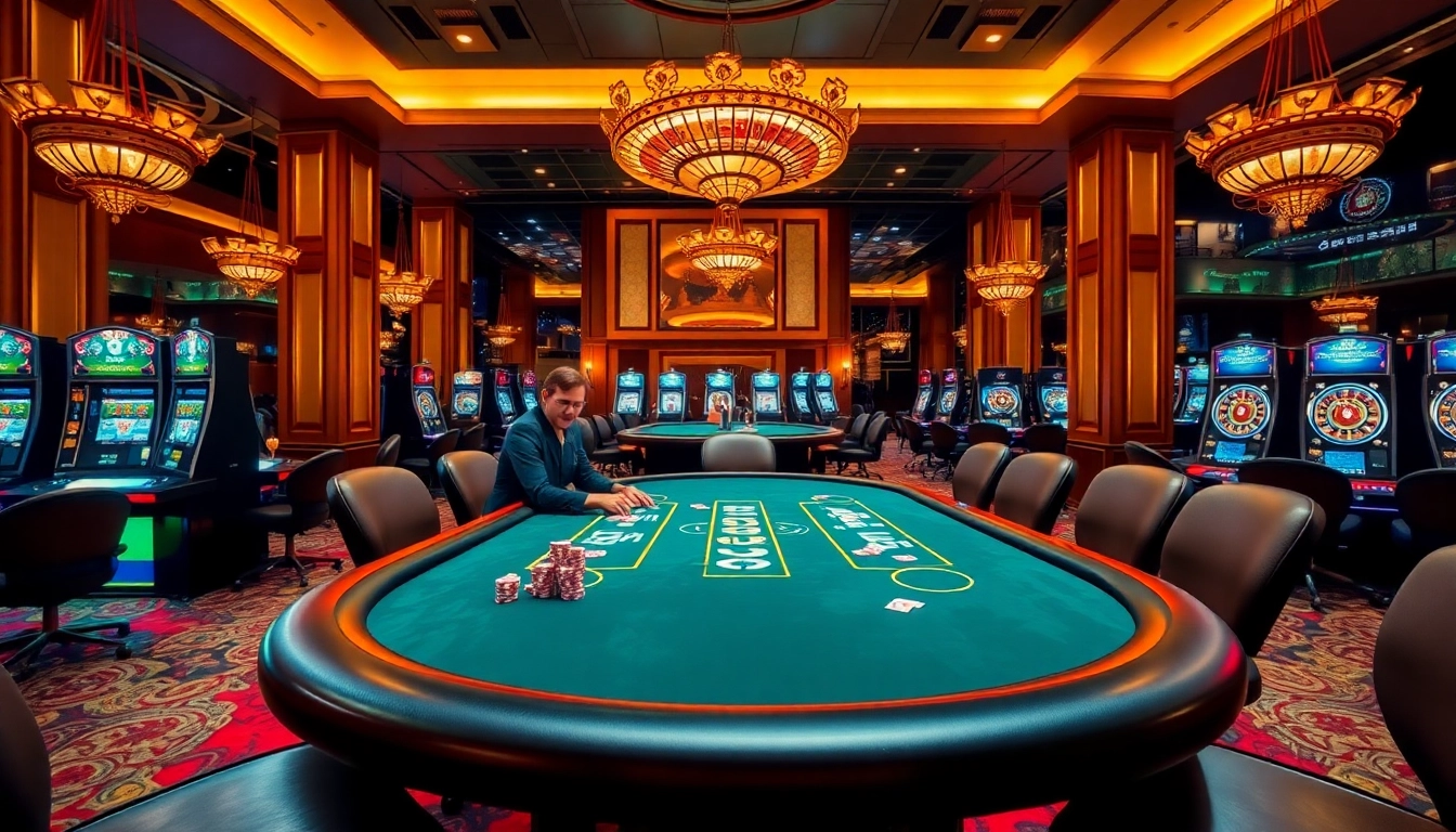 Gambling strategies and excitement showcased at https://open88seo.com/ in a luxurious casino scene.