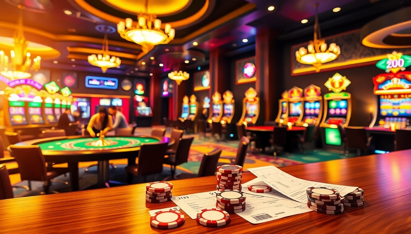 Players engaging in a thrilling casino experience at uu88, featuring blackjack and roulette tables.