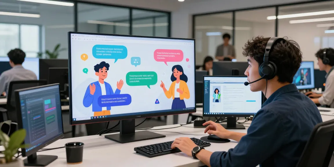 Engaging user interacting with crushon ai characters in a modern workspace