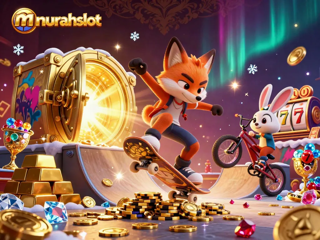 Murahslot menghadirkan slot menarik dengan karakter kartun melompat di atas chip poker emas.