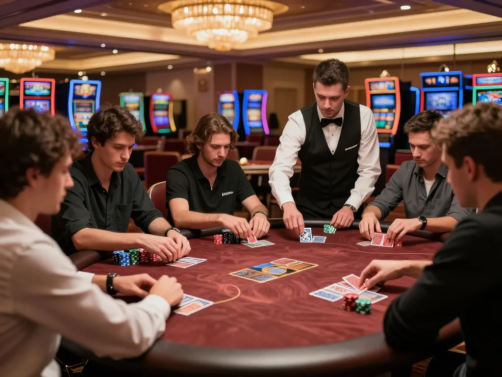 Experience pengeluaran singapore during an intense poker game at an upscale casino, showcasing strategic player interactions.