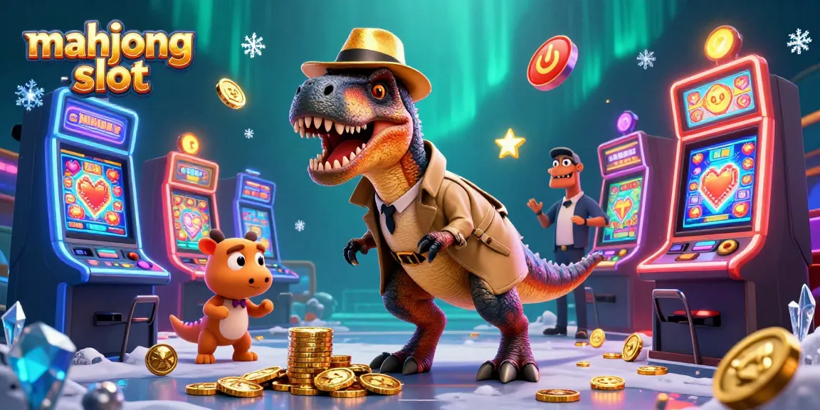 Experience thrilling mahjong slot action with 3D cartoon characters at a vibrant casino scene.