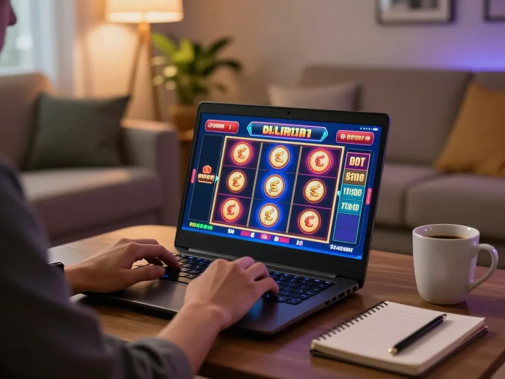 Xocdia88 offers an engaging online gaming experience on a sleek laptop in a cozy home setting.