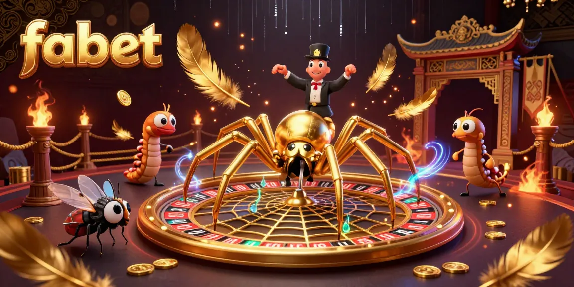 Experience thrilling bets at fabet's roulette wheel, with a golden spider and dynamic elements.