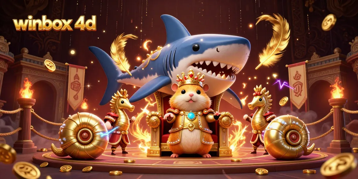 Engage with thrilling play at winbox 4d featuring a fierce golden hamster king and vibrant casino elements.