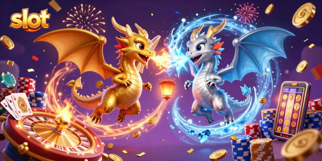 Slot gacor dengan mesin slot, simbol keberuntungan dan koin berkilau dalam suasana memukau.