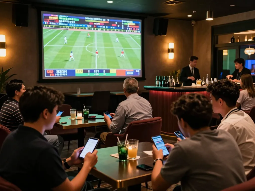 Experience sports betting excitement at gen-e’s lively lounge, where enthusiasts engage and celebrate.