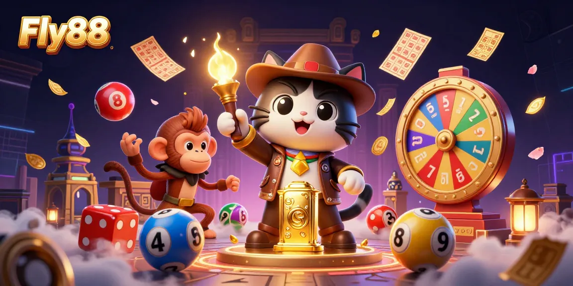 Engage in the Fly88 adventure with exciting casino elements and a dynamic treasure hunt.