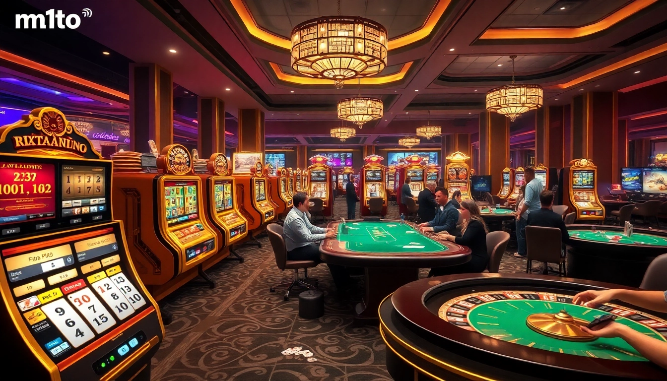 Mengundang para pemain di meja kasino mewah m1toto sambil menikmati permainan slot yang seru.