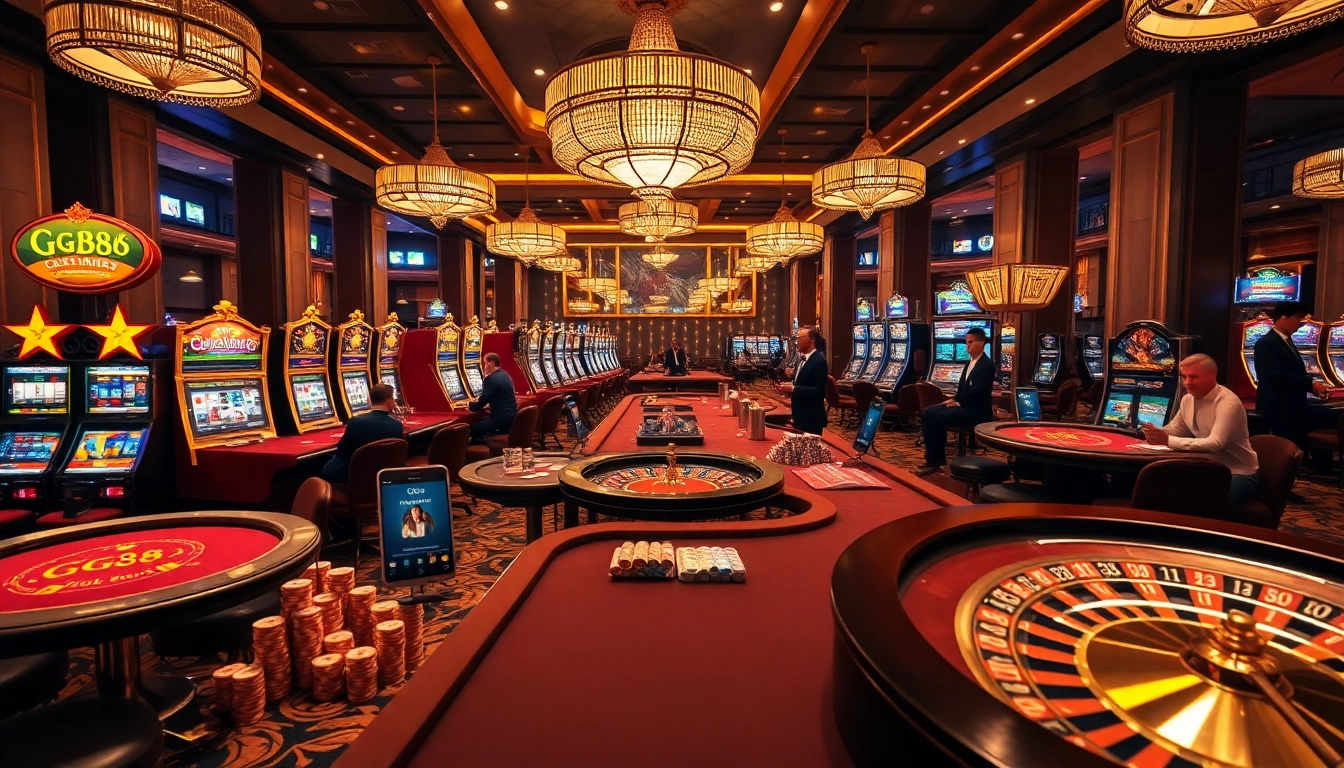Experience thrilling gambling at GG88 with vibrant slots, poker tables, and roulette wheels.