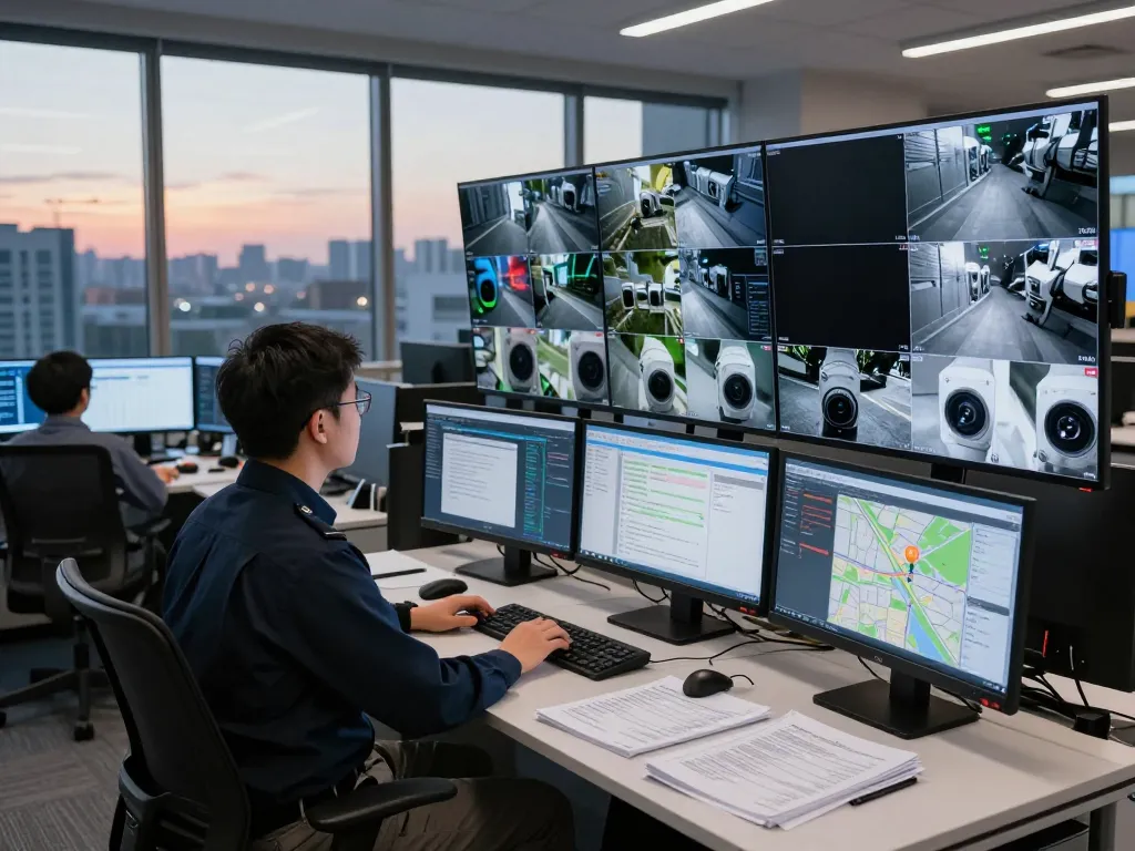 Analyst monitoring HD4D camera feeds in a modern security operations center with high-resolution images.