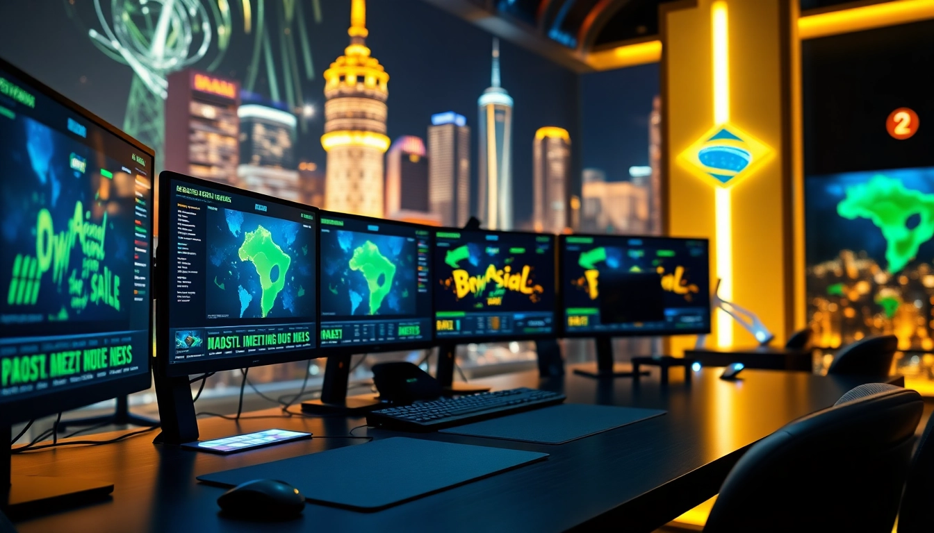 Engaging portrayal of vibrant Brazil igaming news in a professional gaming news studio.