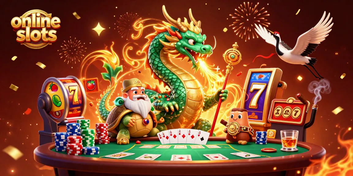 Engage with thrilling online slots, featuring dynamic characters and vivid casino elements in a vibrant scene.