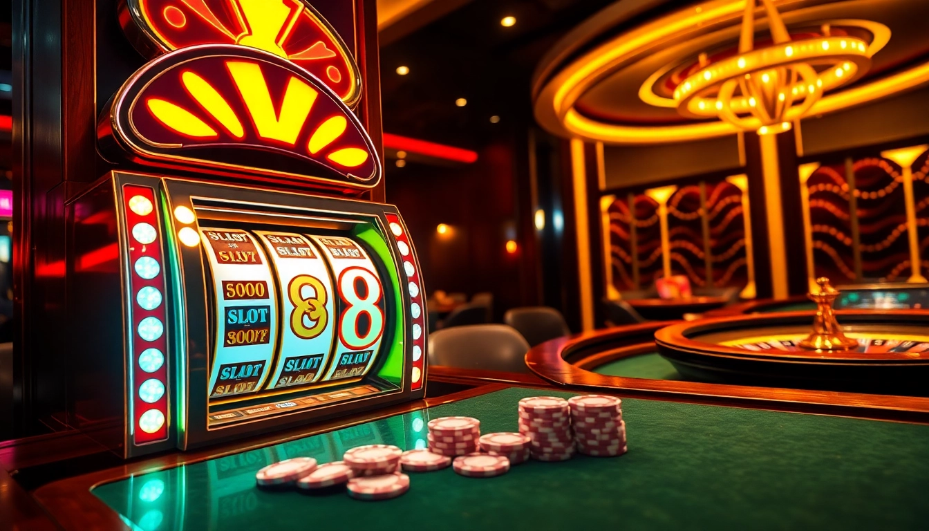 Exciting gaming experience at slot 88 machines, showcasing a luxurious casino atmosphere.