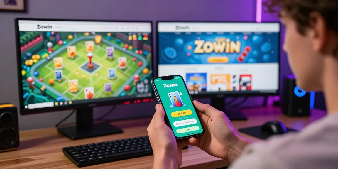 Zowin APK showcased on smartphone in a vibrant gaming setup with exciting graphics.