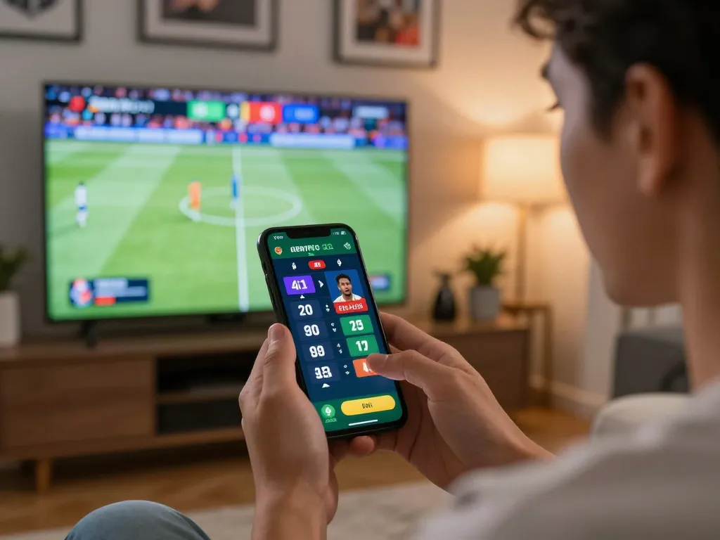 Tg88 game live betting on smartphone during an exciting sports match.