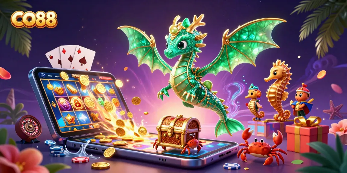 Engage with CO88's dynamic gaming experience featuring slot games and vibrant characters.