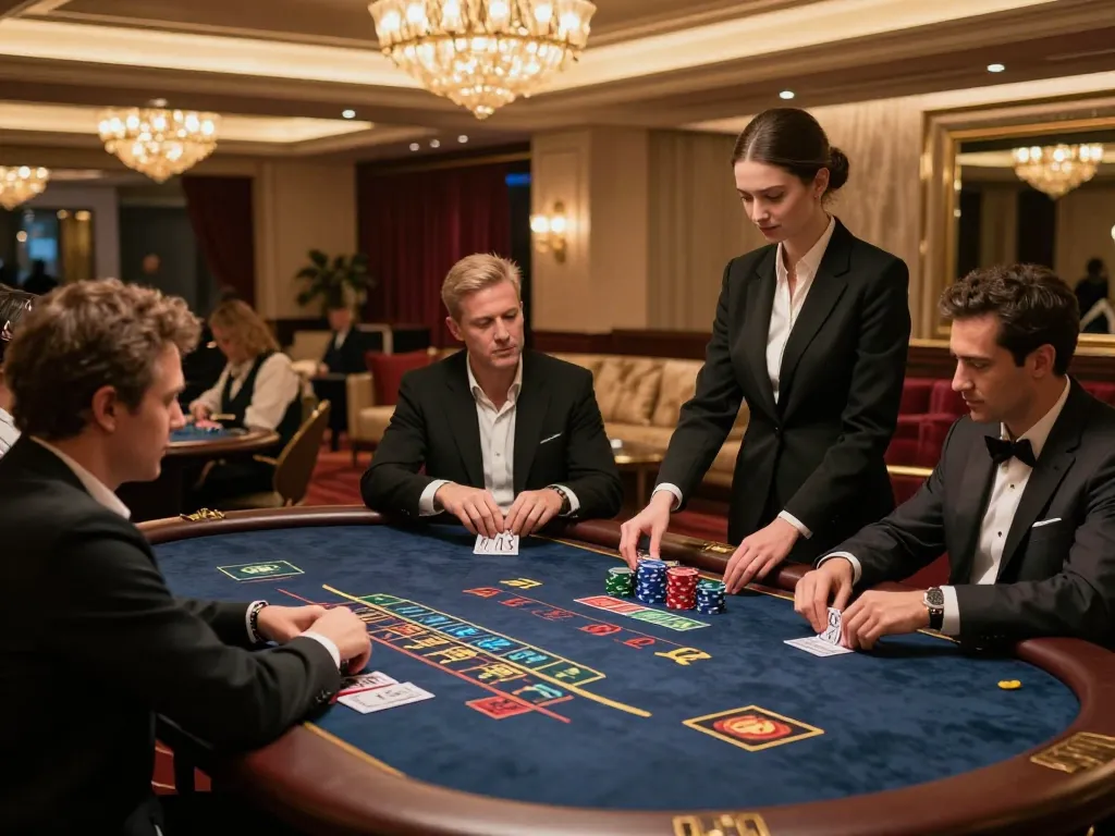 Engaged players at an exclusive blackjack table at 11win VIP casino, focused on strategic gameplay.