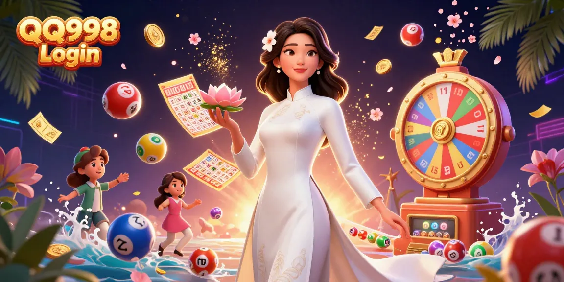 Engage with QQ998 Login: Enjoy a vibrant scene of casinos featuring games, tokens, and celebration.