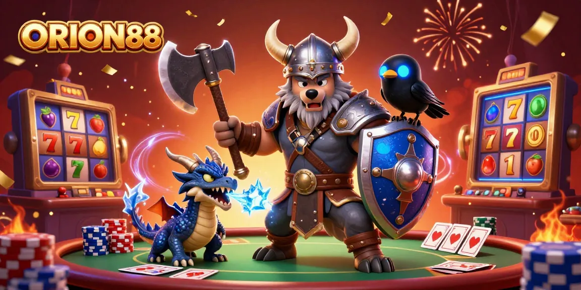 Engage with ORION88's thrilling gaming experience as a Viking wolf warrior conquers the slot realm with rich visuals