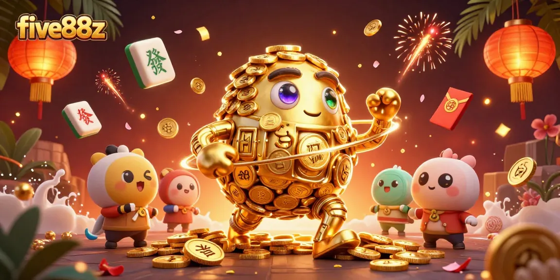 Experience joy with five88z as a golden golem and vibrant elements illuminate the scene.