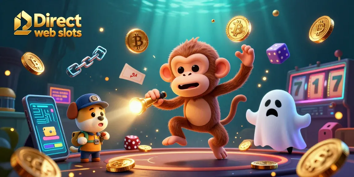 Engage with Direct web slots as energetic characters juggle coins in a ghostly casino.