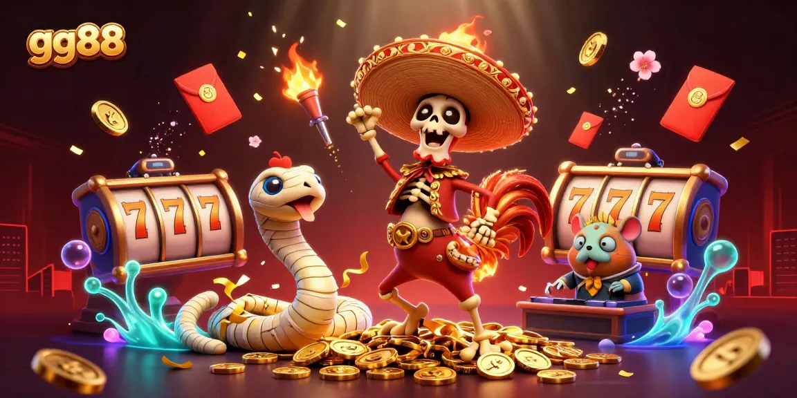 Play and win with gg88's exciting slot games featuring lively characters and a festive atmosphere.