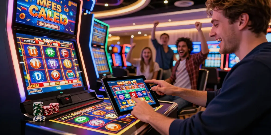 Player enjoying bonus buy slots at a lively online casino with vibrant graphics.