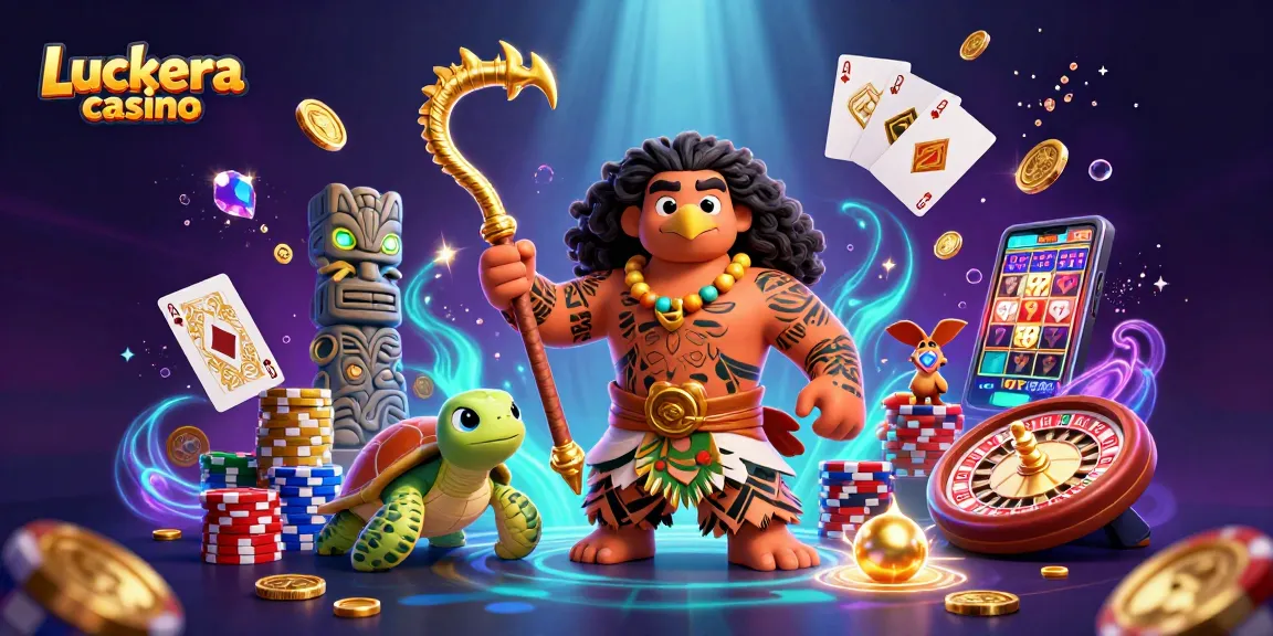 Win big at Luckera casino with vibrant 3D characters, golden coins, and exciting game elements.